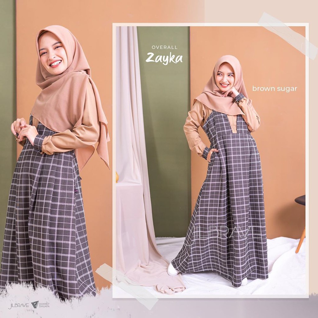 [PRELOVED] Jilbrave OVERALL ZAYKA - Brown Sugar Ukuran S (Perfect Condition, Detail Baca Deskripsi)