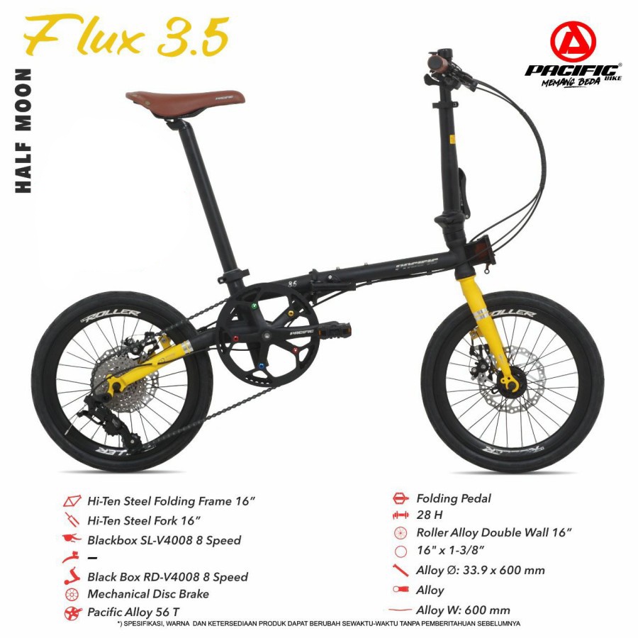 Sepeda Lipat Pacific STEEL 2980 STEEL FLUX 3.5 1x8SP MD 16 Inch Garansi SNI-2
