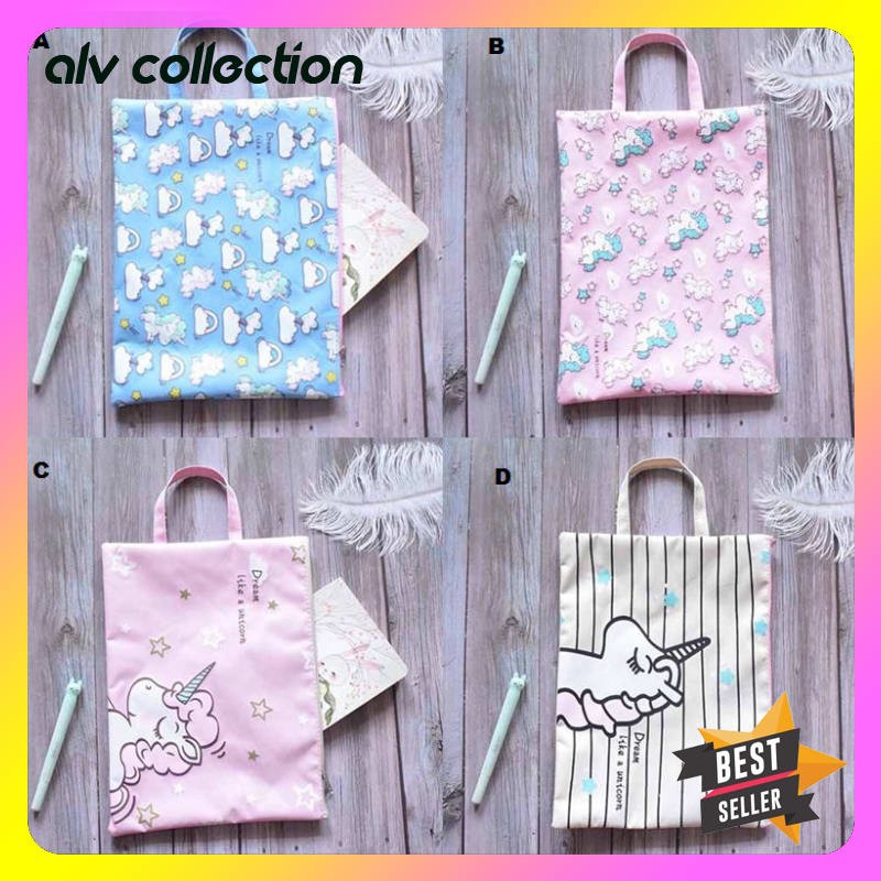 

ALV PF06 DREAM UNICORN PORTABLE A4 FILE STORAGE POUCH BAG TEMPAT BUKU ALAT TULIS