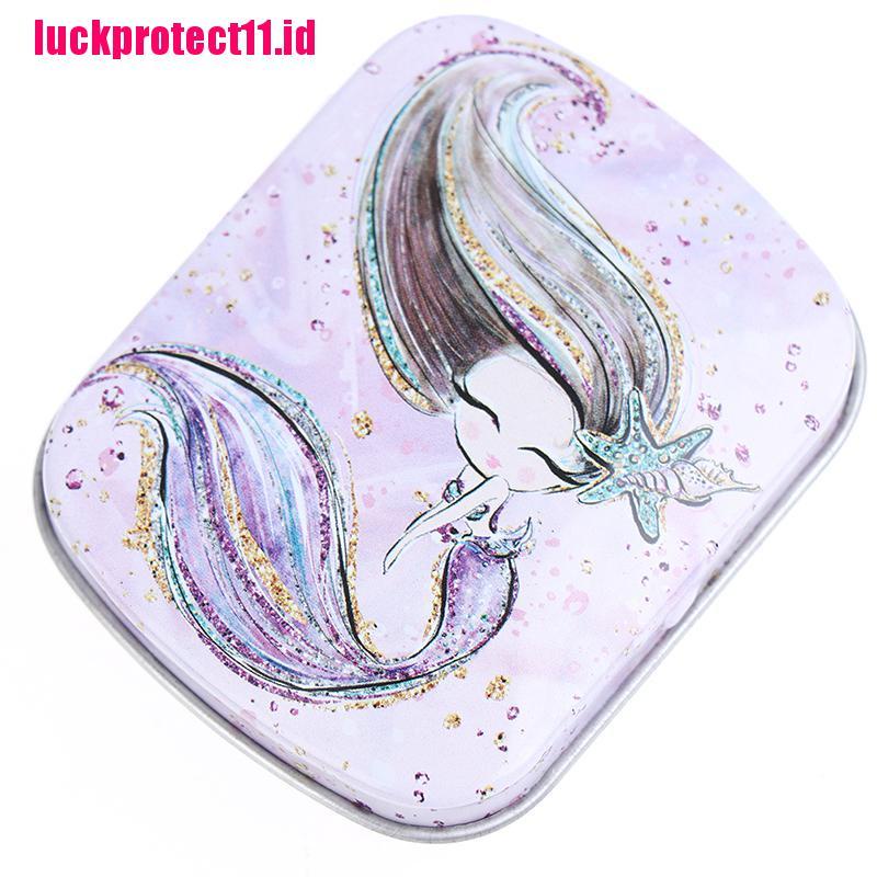 (LUCK11) Kotak Kaleng Penyimpanan Koin / Perhiasan Motif Mermaid