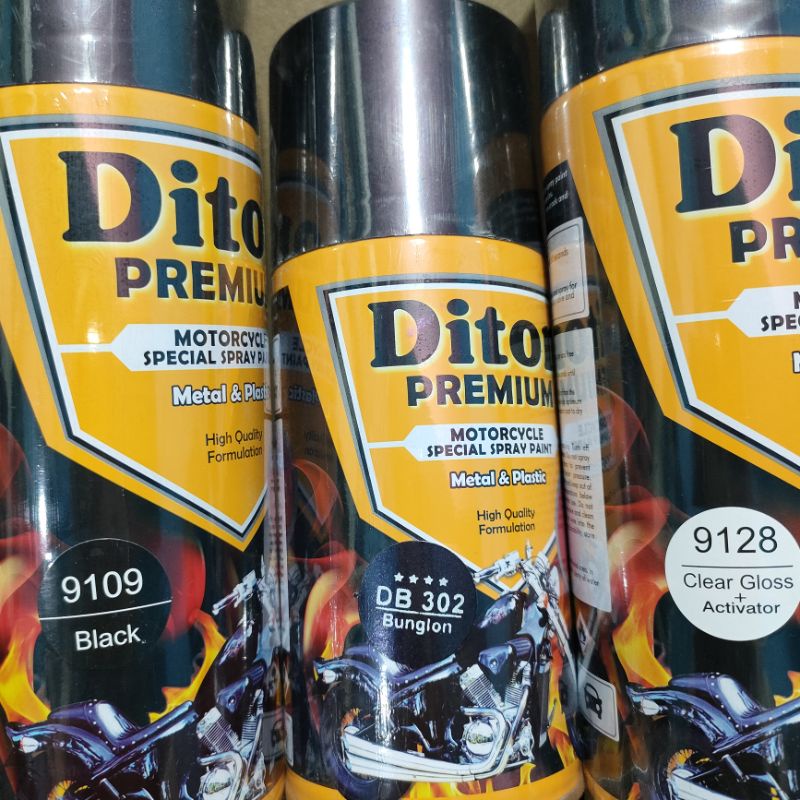 Pilok Paket Lengkap Cat Diton Premium Black 9109 Bungkon DB 302 Clear Gloss 9128 300ml.. Pilok Paketan Bunglon 302 Cat Semprot Diton Premium 300ml