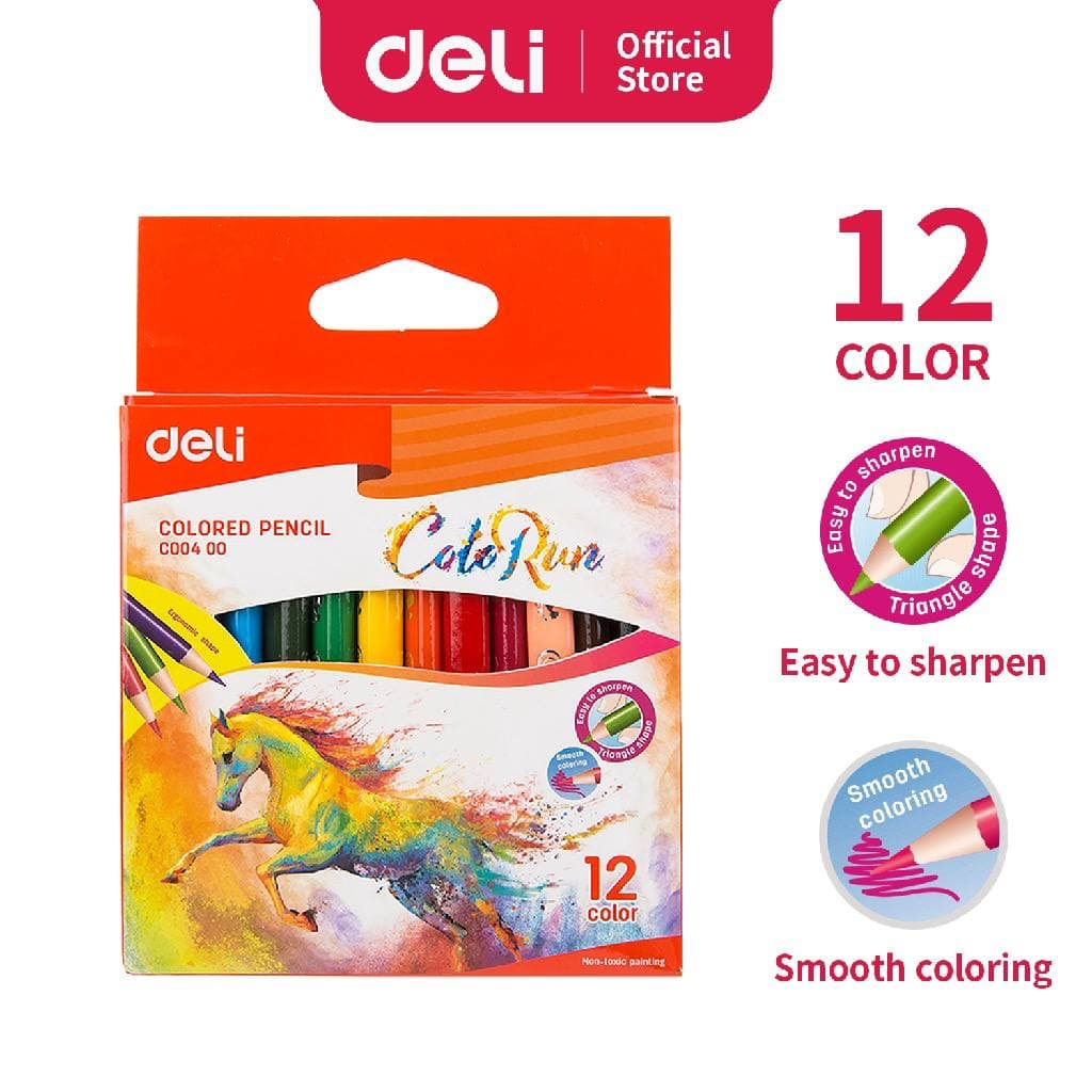 TGM - Deli EC00400 School Color Pencil Pensil Warna Mini color pencil 12 color