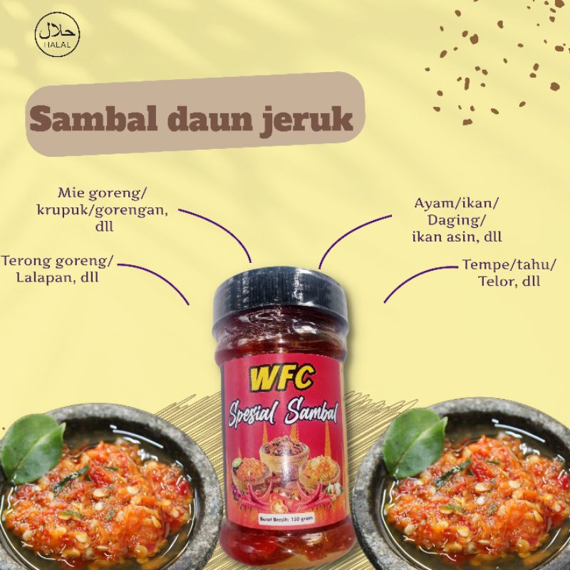 

sambal daun jeruk pedas WFC berat 150 gram