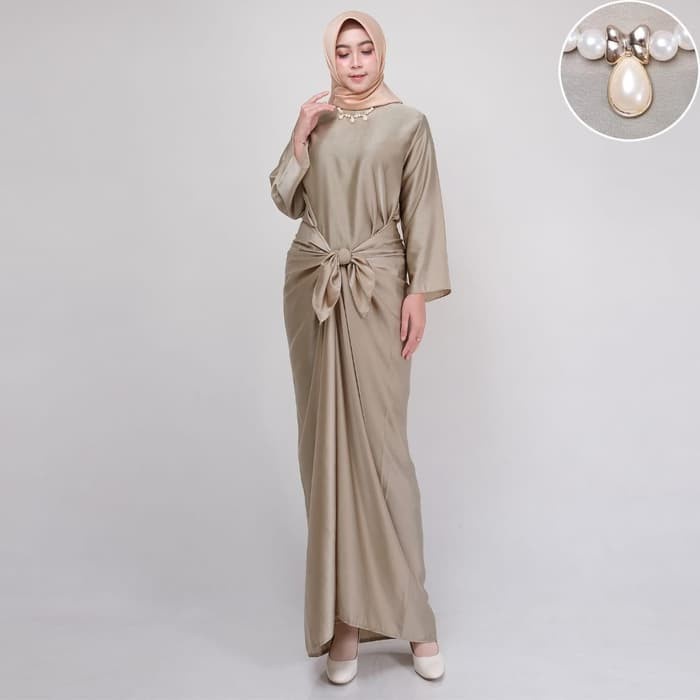 TERBARU        SIMPLE GAMIS/ KAFTAN IKAT POLOS QORINA ARMY/ DRESS FASHION MUSLIM