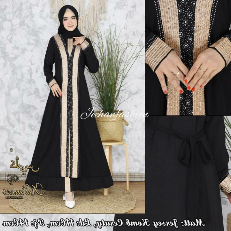 Abaya Dubay Jersey Ceruty Syar'i Gamis