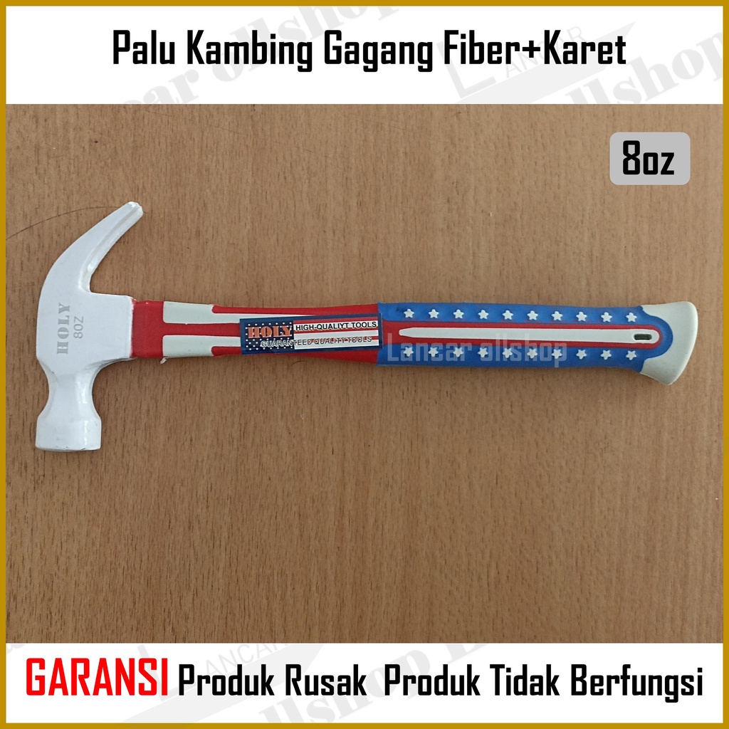 Palu Kambing Besi Martil Pencabut Paku Polos Gagang Fiber Lapis Karet Usa Murah 8oz