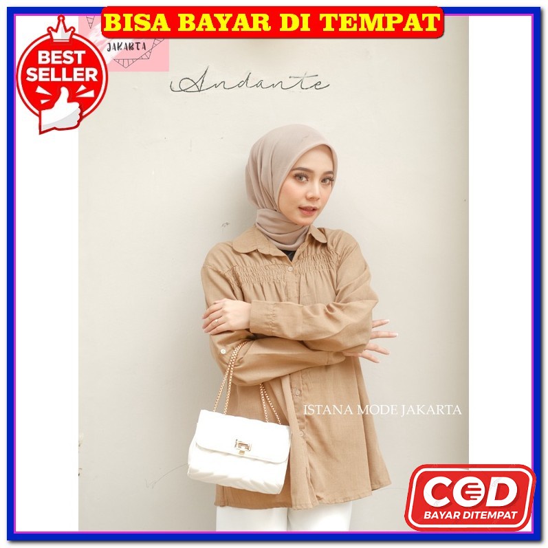 Paula Shirt - Kemeja Oversized Shirt Sifon Kotak-Kotak Lengan Panjang Blouse Wanita Bluss Cewe Korea