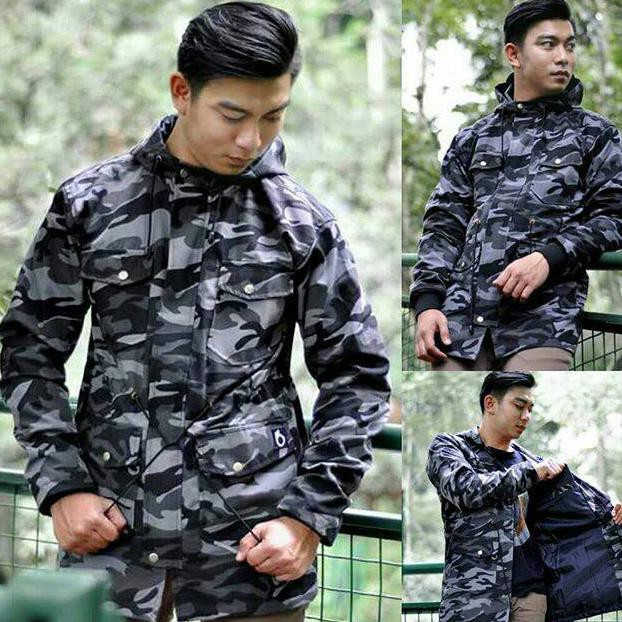 Baru Jaket Parka Cowok/Pria Premium Loreng/Army/Tentara Hitam/Biru Lowienjan24