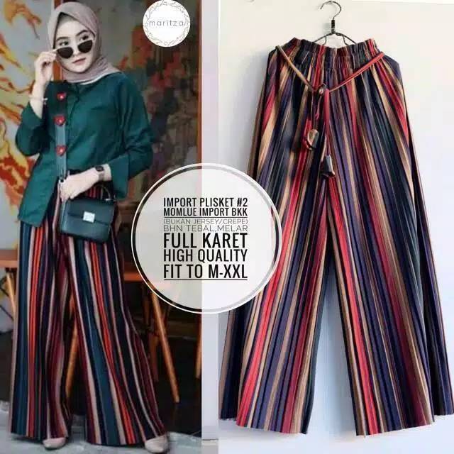 Kulot salur impor plisket lurus jumbo fit xl