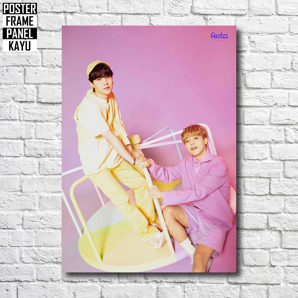 Poster BTS Suga Jimin Festa 2021 Frame Kayu Solid A4 BTS612