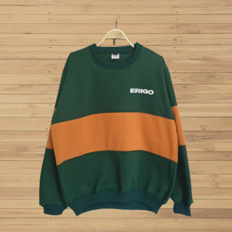Dz97 Sweater Crewneck Pria Distro Grafity Sweter Switer Crewnek CN Crowneck Cowok Cewek Wanita Tebal-Stripe Botle Mustard
