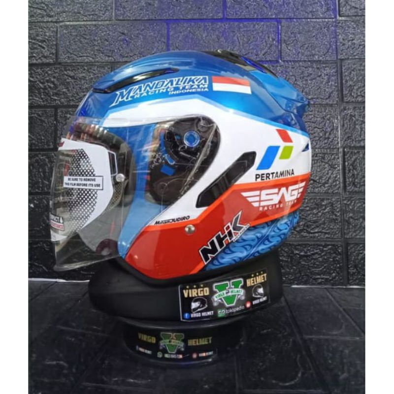 HELM NHK R1 MOTIF MANDALIKA SIRCUIT DOUBLE VISOR ONGKIR TERMURAH