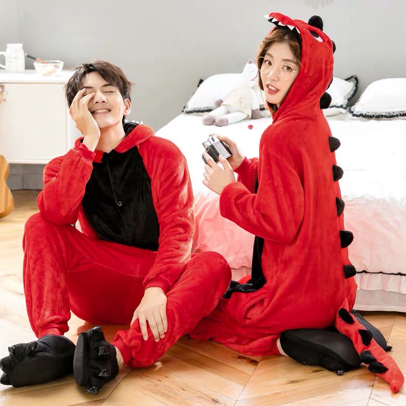 BONEKA KOSTUM ONESIE DINOSAURUS DINO MERAH PIYAMA COSPLAY