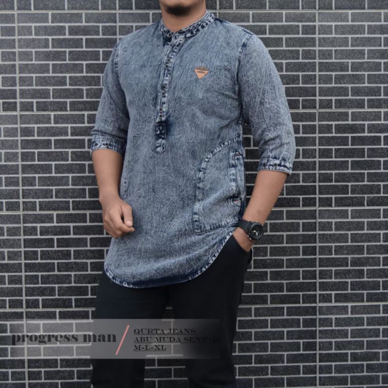 Baju Koko Kurta Pria Jeans Original Progressman Terbaik