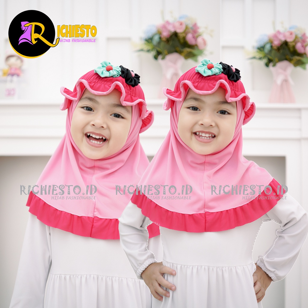 Jilbab Anak Bayi TOPI LIST POLOS Allsize 0-3 Tahun Hijab Instan Bayi  Lucu Kerudung Anak Perempuan Terbaru