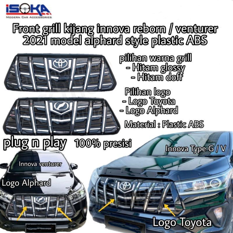 grill depan all new Innova 2021up / Venturer 2021 facelift model Alphard