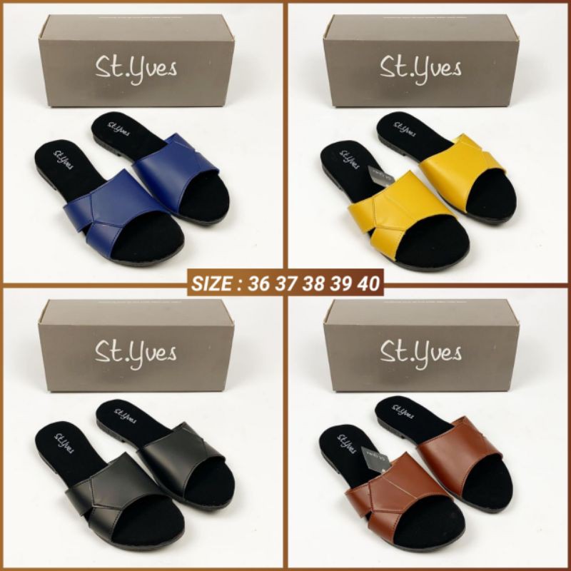 Sendal Selop Wanita St Yves Original Branded Matahari Sandal Slop Cewek Dewasa Flat Teplek Kekinian