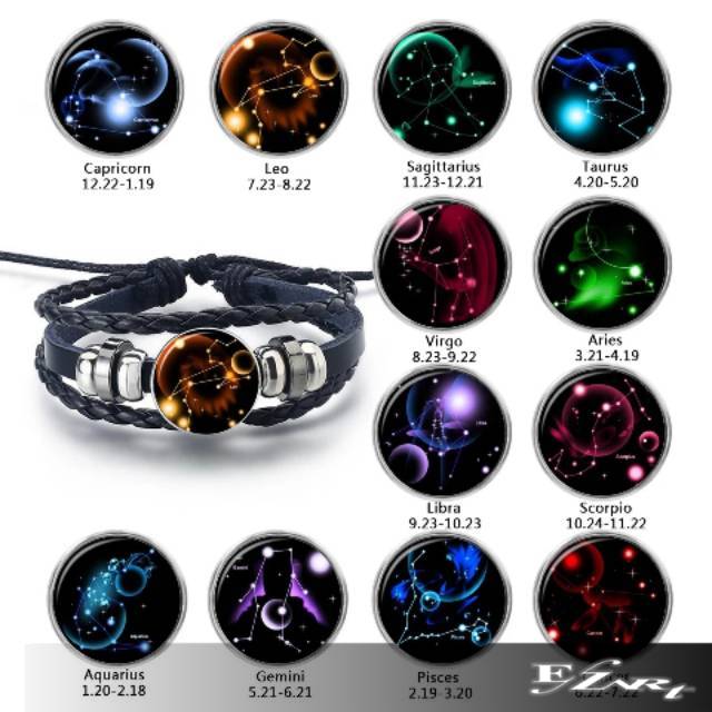 [EZ Art] TERBARU Gelang Zodiak Zodiac Keren Kulit Multilayer Simbol 12 Konstelasi