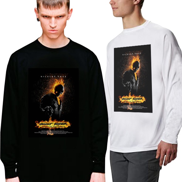 Longsleeve Tshirt Ghost Rider Spirit Of Vengeance Kaos Tangan Panjang Bahan Katun Casual Premium Cot