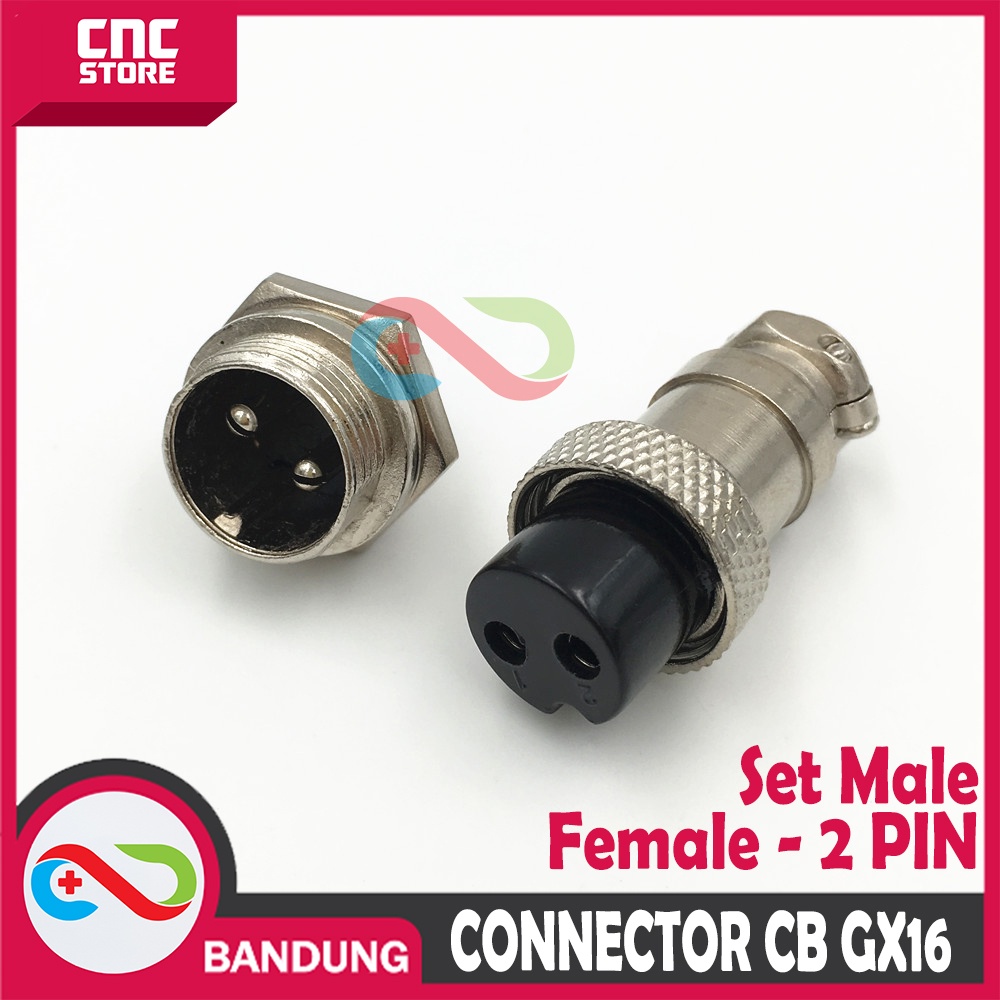 AVIATION PLUG CONNECTOR CB GX16 16MM SET MALE FEMALE - 2 PIN