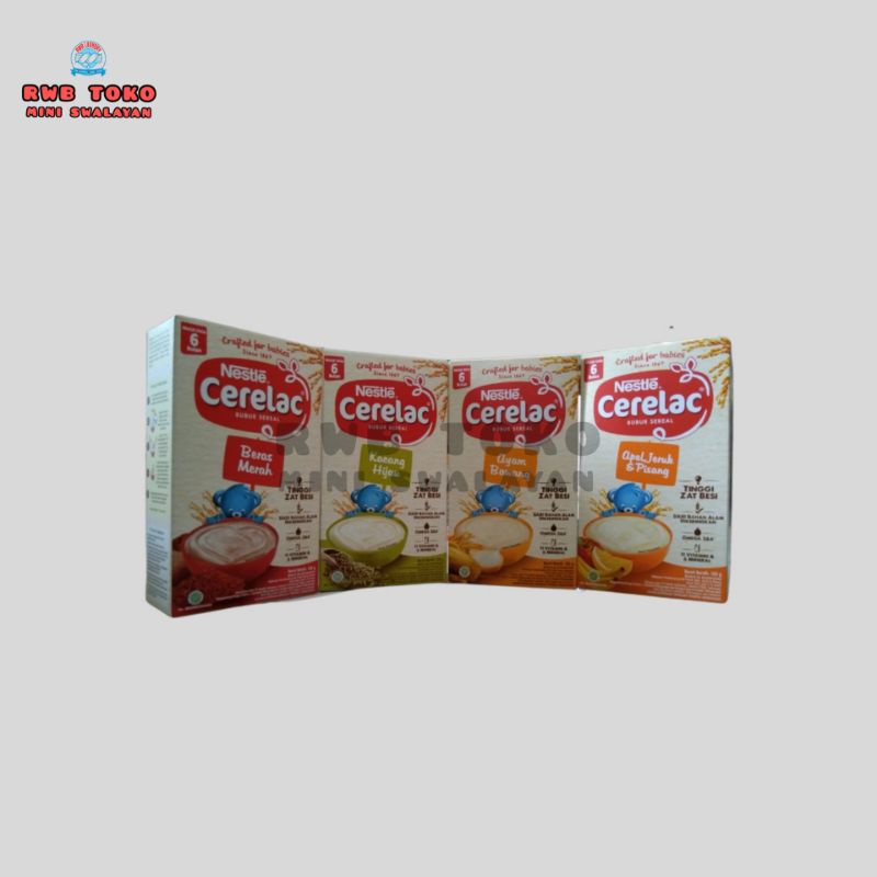 Nestle Cerelac 120gr Rasa Beras Merah | Kacang Hijau | Ayam Bawang | Apel, Jeruk, & Pisang