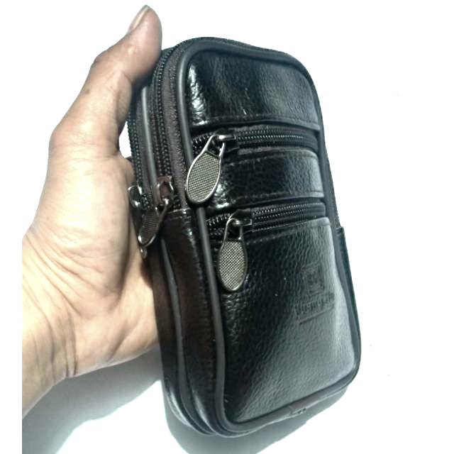 Sarung hp kulit asli impor double 5-5.5 inch - dompet hp dua ruang