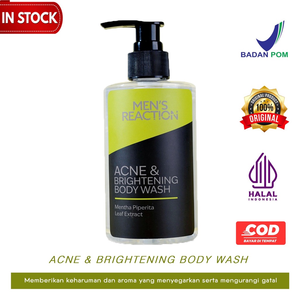 MENS REACTION BODY WASH ACNE SKIN SABUN MANDI PRIA SABUN MANDI JERAWAT BODY WASH BRIGHTENING