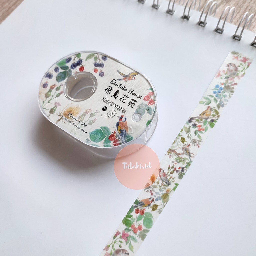 

Bird in Garden Washi Tape with Container/ Masking Tape/ Selotip Motif
