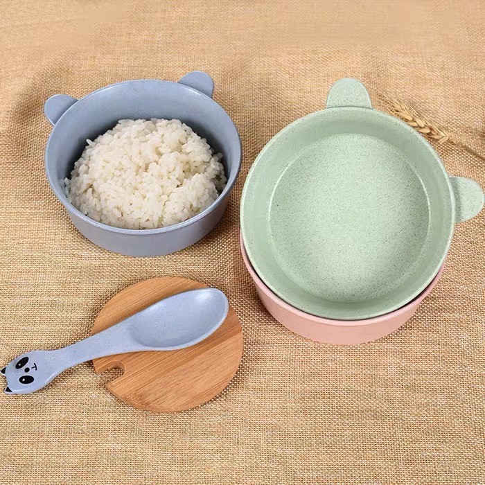 MARKAS HL0343 Mangkok Mangkuk Piring Makan Anak Balita Bayi Silikon Silicone Wheat Straw Bowl Bentuk Beruang