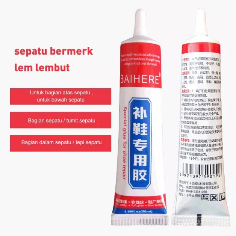 (BISA COD) Lem Sepatu Hanjiao/Baihare 60ml Super Kuat / Cairan Penambal Sol Sepatu Sendal