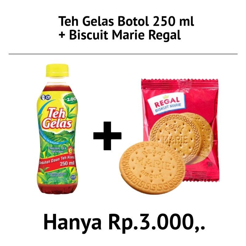 

Teh Gelas Pet Original Teh Gelas Botol 250 ml + Biscuit Marie Regal