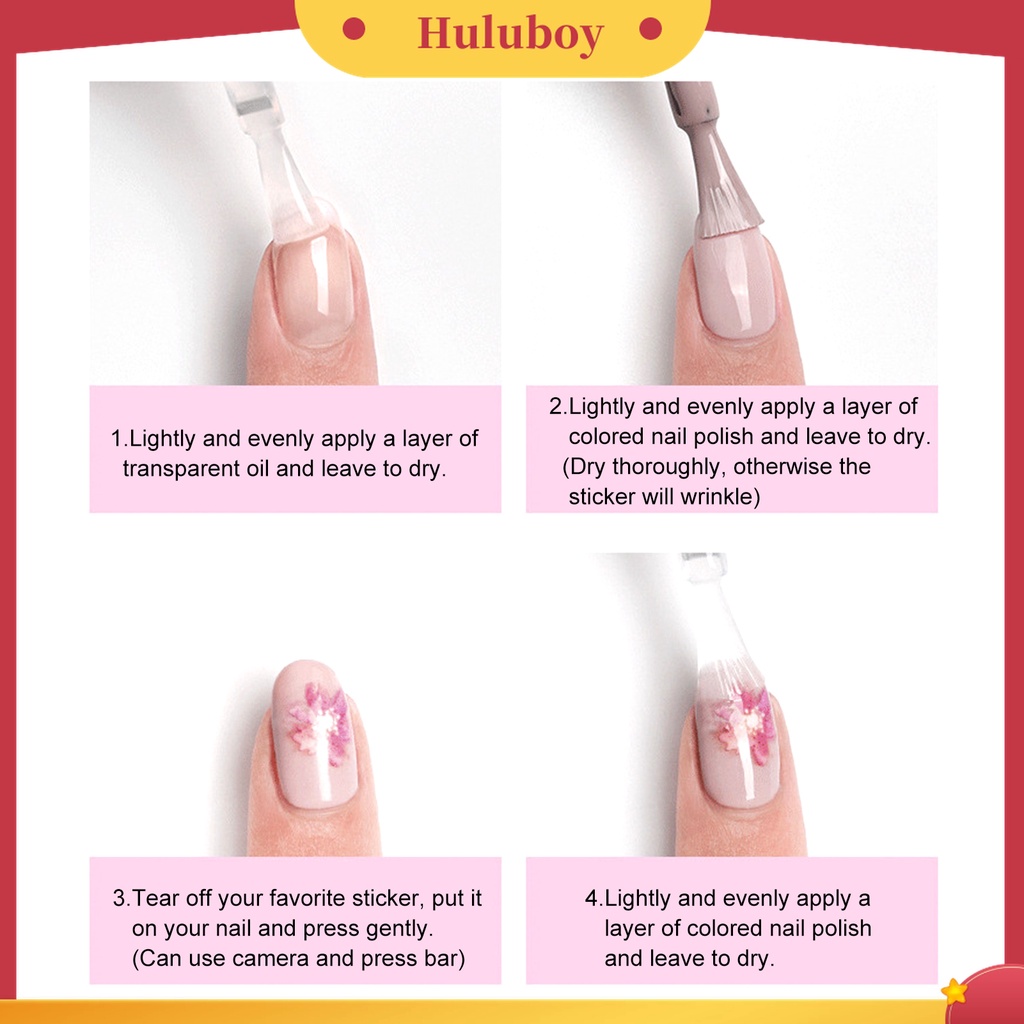 Huluboy Huluboy♡ Stiker Kuku Bahan Kertas Tahan Air Untuk Dekorasi Nail Art
