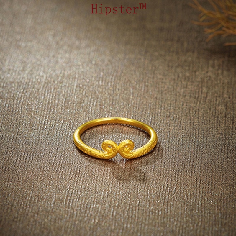 New Korean Style Personality Affordable Luxury Temperament Golden Open-End Ring
