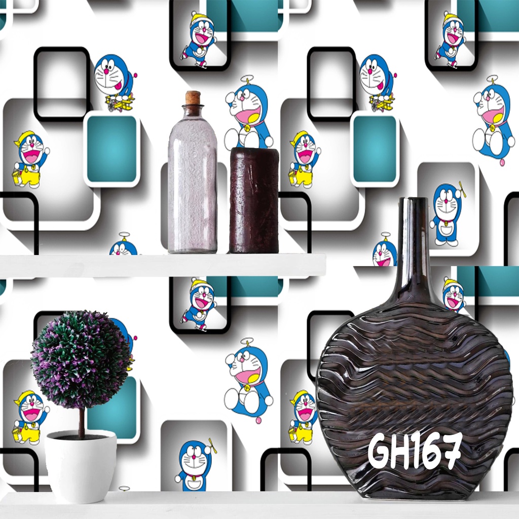 Wallpaper Dinding Stiker Motif Karakter Doraemon Stiker Dinding Wallpaper Stiker Kamar Tidur 45cm x 8m Stiker Dinding Aesthetic
