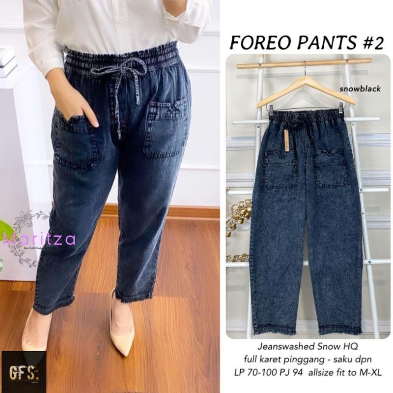 Foreo Pants #2 - Celana Jeans Highwaist Pinggang Kolor Saku Pocket 2