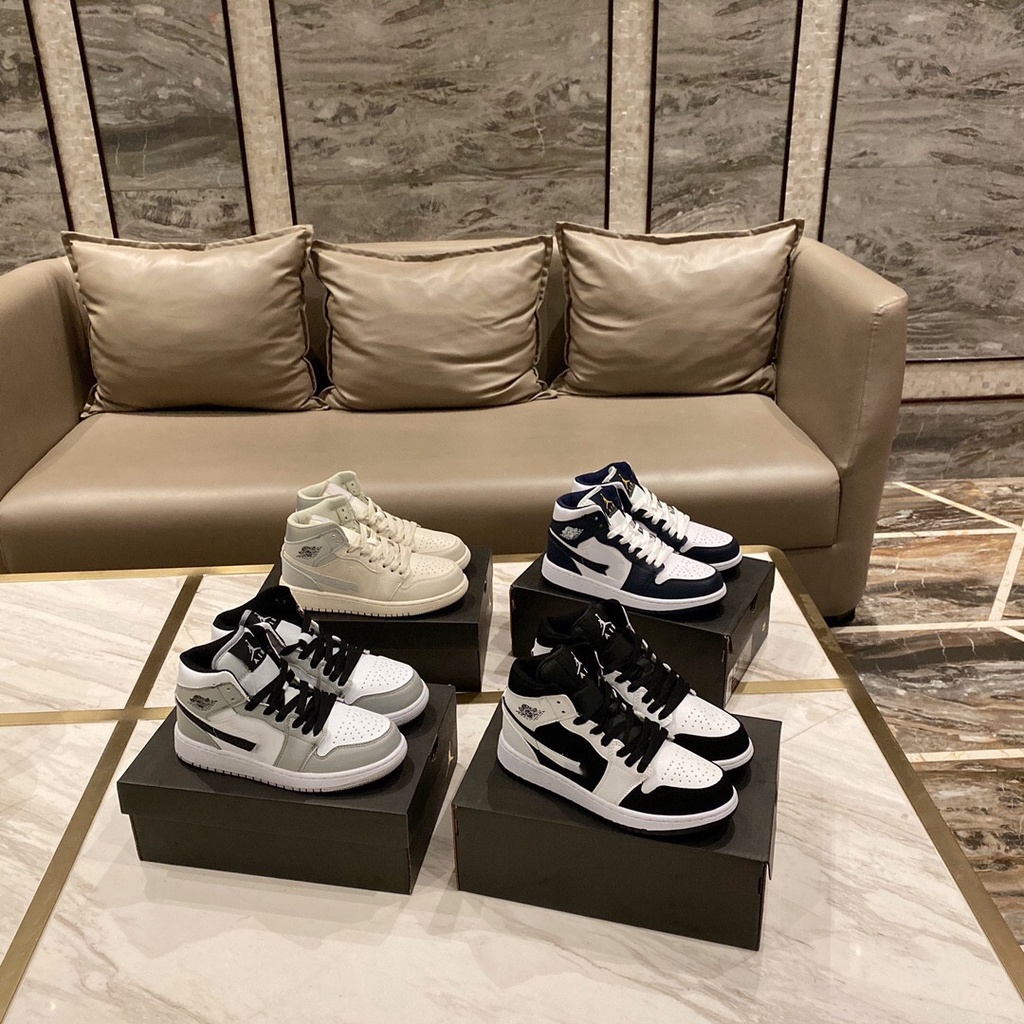 Sepatu Basket Putian AJ1 High-Top Mid-Bang Basketball Shoes Hitam  Putih Panda Kecil Smoky Gray Terb