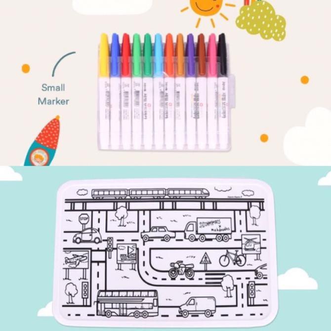

Oh My Mats Large Silicone Coloring Mat + Small Marker Set