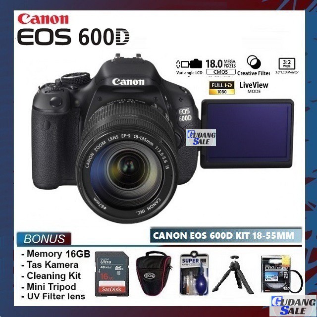 [NEW] KAMERA CANON EOS 600D + LENSA KIT 18-55MM IS