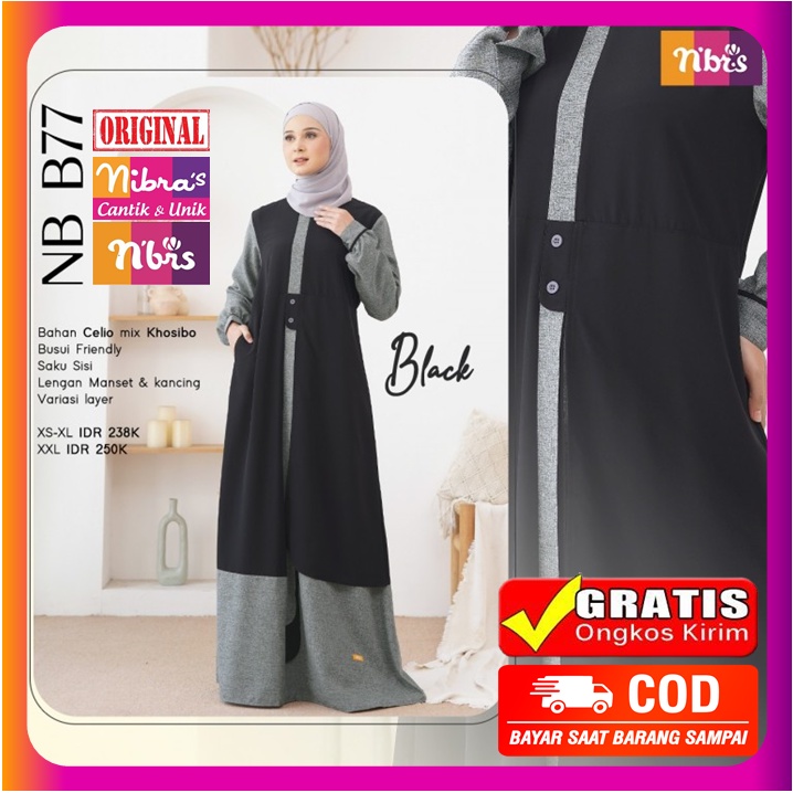 Gamis Nibras Terbaru 2022 Promo Sale Diskon Ori Original Hitam Polos Dewasa Wanita Jumbo Busui Termu