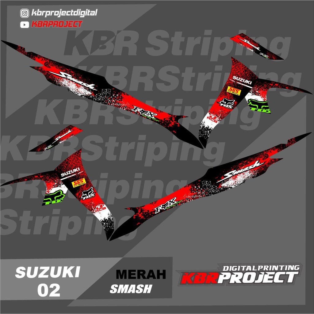 (cod) stiker motor smash sticker striping variasi list motor suzuki smash Racing smash kbr 02
