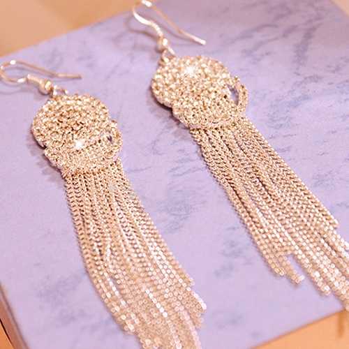 Hu Hu Hu Hu Hu Alat Bantu Pasang Kacamata♡ Anting Gantung Panjang Kait Aksen Berlian Imitasirumbai Untuk Wanitapesta Cocktail