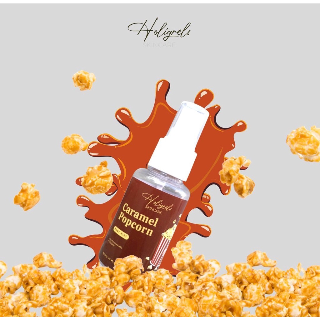 READY! BODY MIST POPCORN CARAMEL PARFUME MINYAK WANGI POPCORN CARAMEL PARFUM BIOSKOP BODY N HAIR MIST N DEODORANT SPRAY DEO SPRAY COLLAGEN DRINK HOLIGRELS SKINCARE 75ML BODYMIST MINUMAN COLLAGEN KOLAGEN VANILLA ECLAIR PARFUM HOLIGRELS PARFUME HOLIGRELS