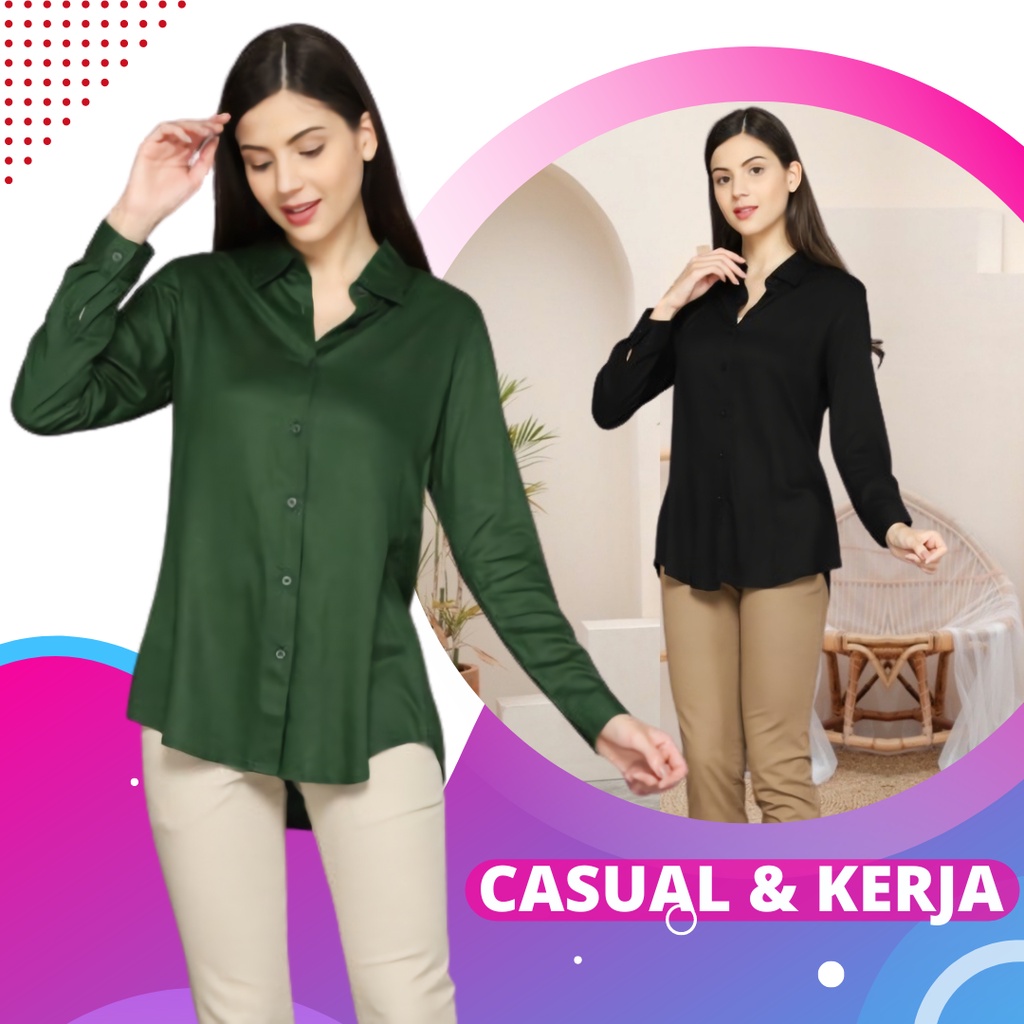 Model Kemeja Wanita Lengan Panjang Polos Simpel Modern Remaja Blouse Kemeja Wanita Muslim Pesta Elegan Mewah Kekinian Di Shopee