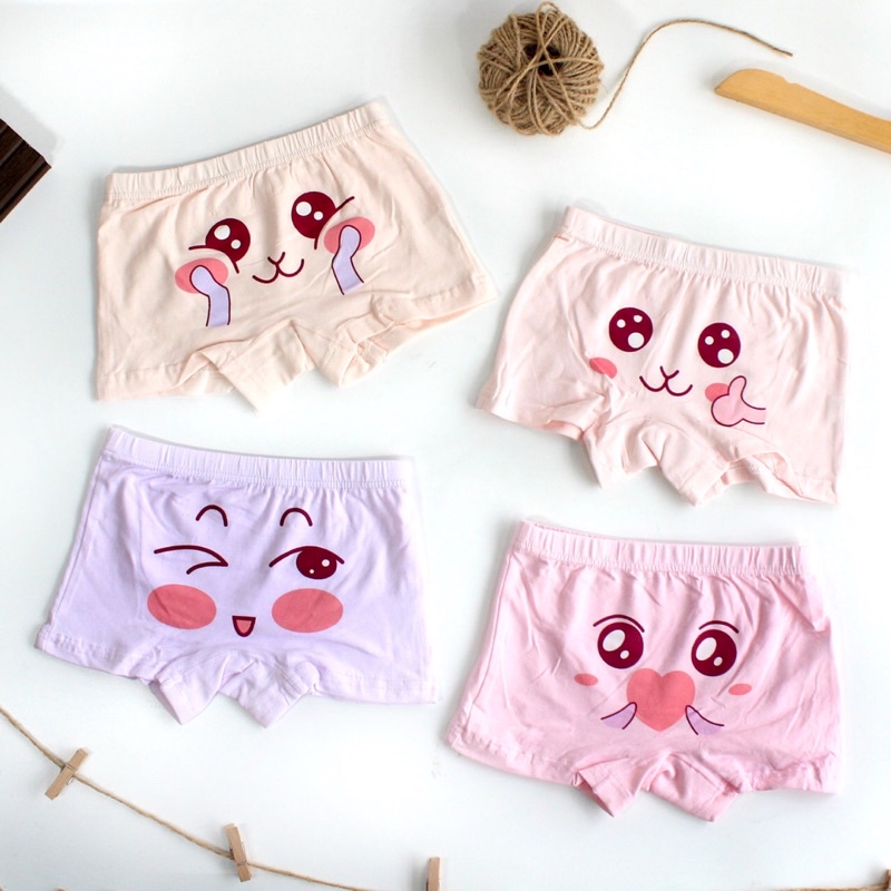 SET Celana Dalam Anak Perempuan Bahan katun isi 4 Free Ziplock Pouch Boxer Anak Bahan katun Import Premium Celana Dalam Anak Murah Boxer Anak Cewe Lucu