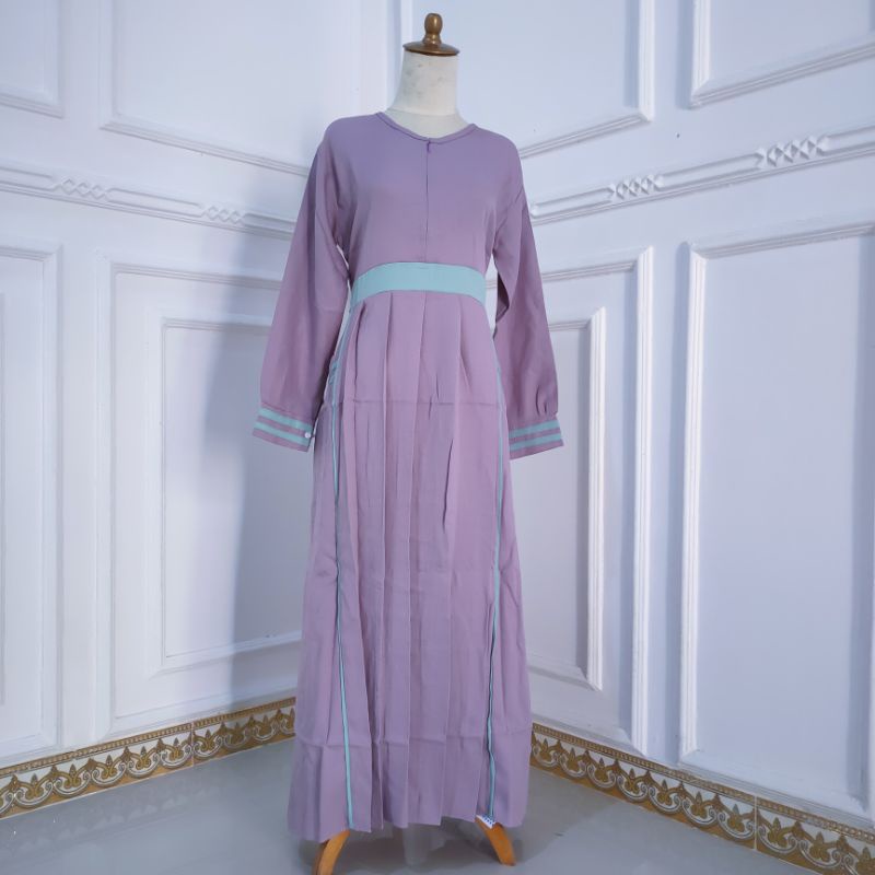 Gamis Dewasa wanita bahan moscrepe Fatonah Shop Grobogan ( Gamis Aqshal Plisket )