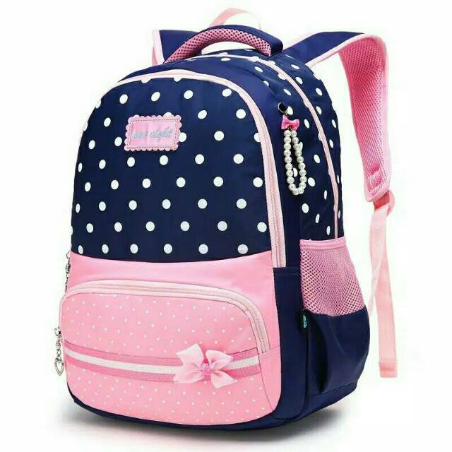 Tas sekolah motif/tas anak polkadot/ransel sekolah wanita