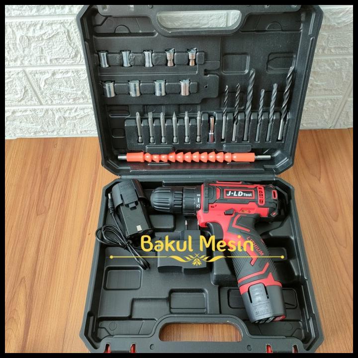 Mesin Bor Baterai Cordless Drill 12V Include Tool Kits 24Pcs Jld Tools