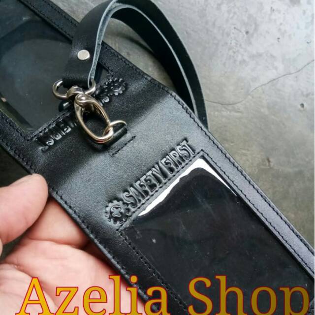 

Id card holder kulit asli-name tag kulit+tali kulit logo K3 SAFETY FIRST