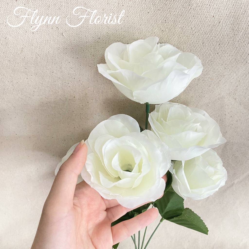 Bunga Mawar Rose Mangkok X5 (satuan) Bunga Artificial / Bunga Plastik / Bunga Dekorasi / Pernikahan-3