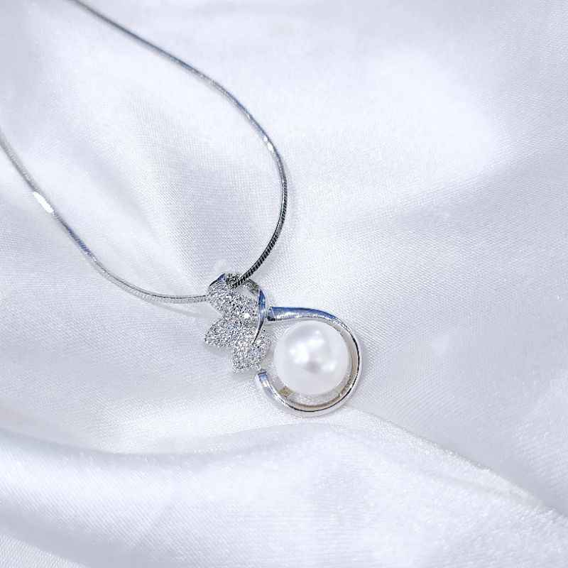 kalung lapis emas mutiara air tawar asli lombok bersertifikat Kalung pesta Kalung liontin mutiara Pe